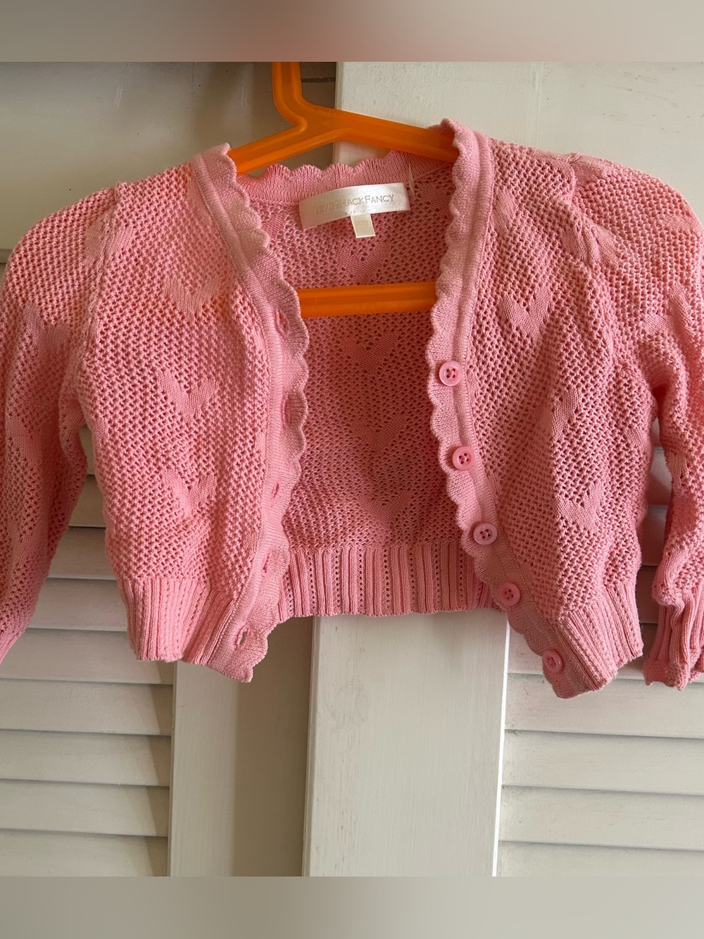 loveshackfancy Pink Cropped Knit Cardigan Sweater - Toddler